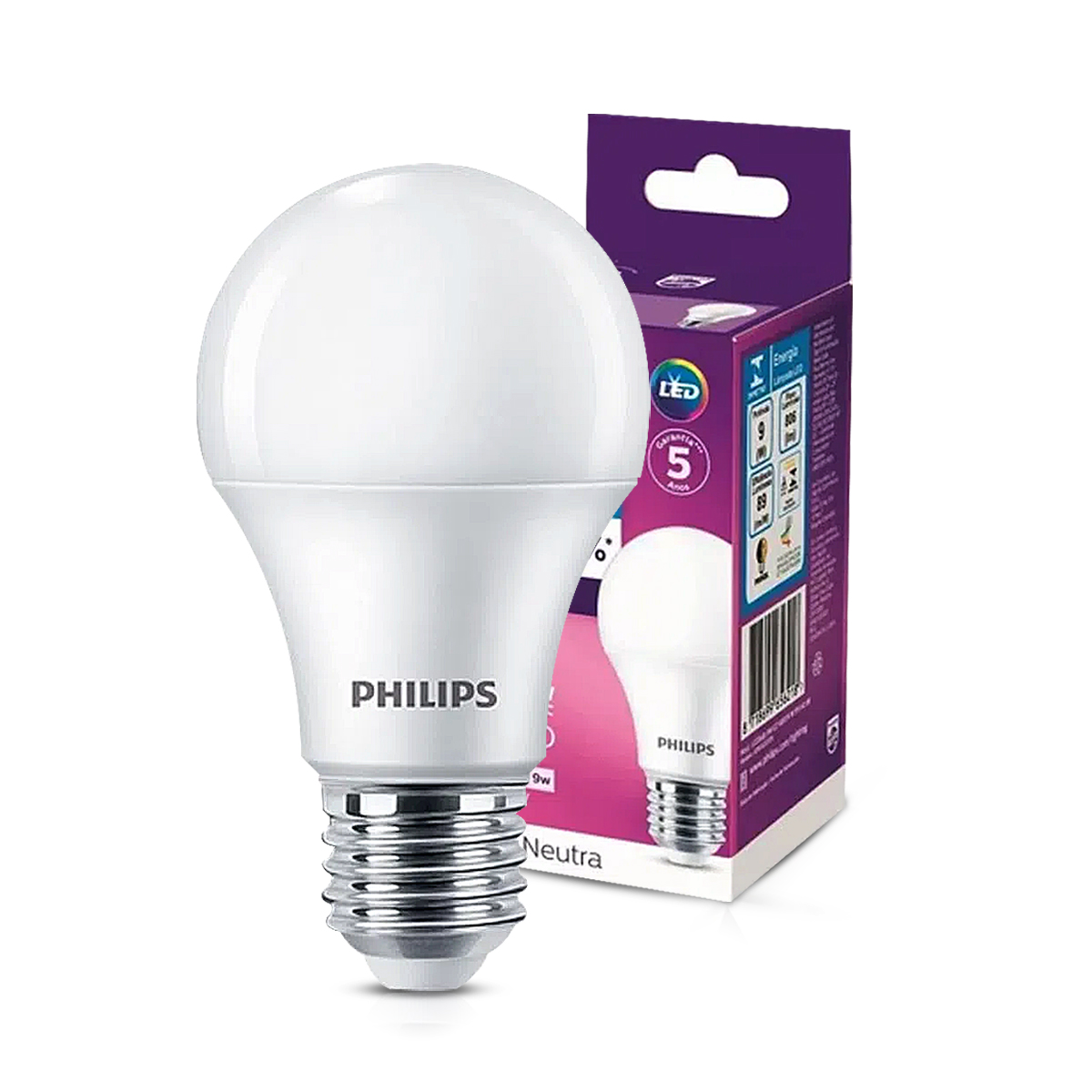 Lâmpada Led Bulbo A55 9W Bivolt E27 4000K Luz Neutra - Philips