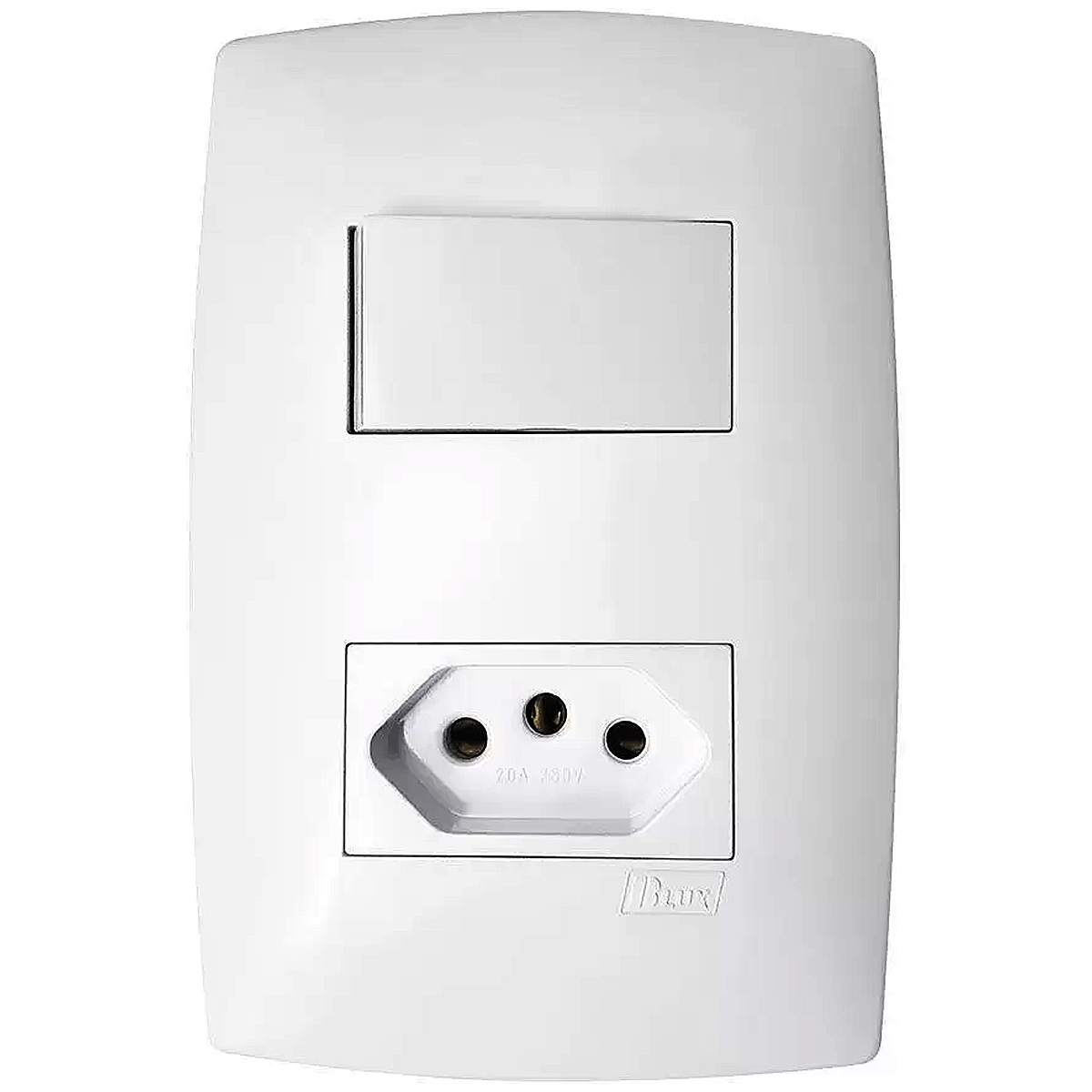 Conjunto 1 Interruptor Simples + 1 Tomada Distanciados 20A 4X2 Home Branco - Blux