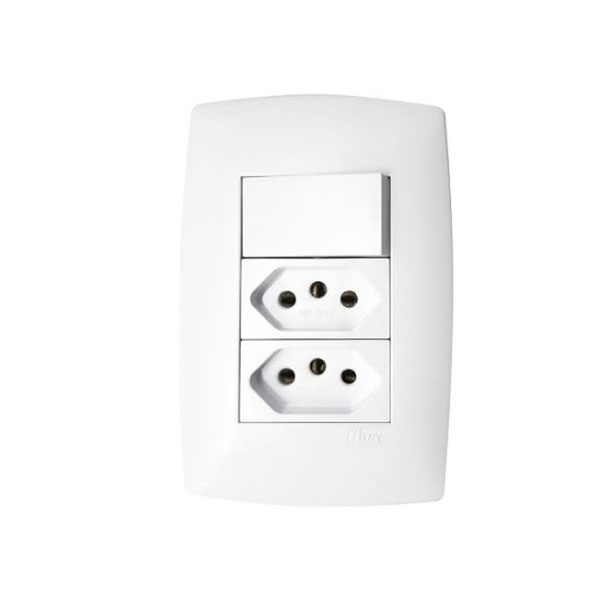 Conjunto 1 Interruptor Paralelo + 2 Tomada 20A 4X2 Home Branco - Blux