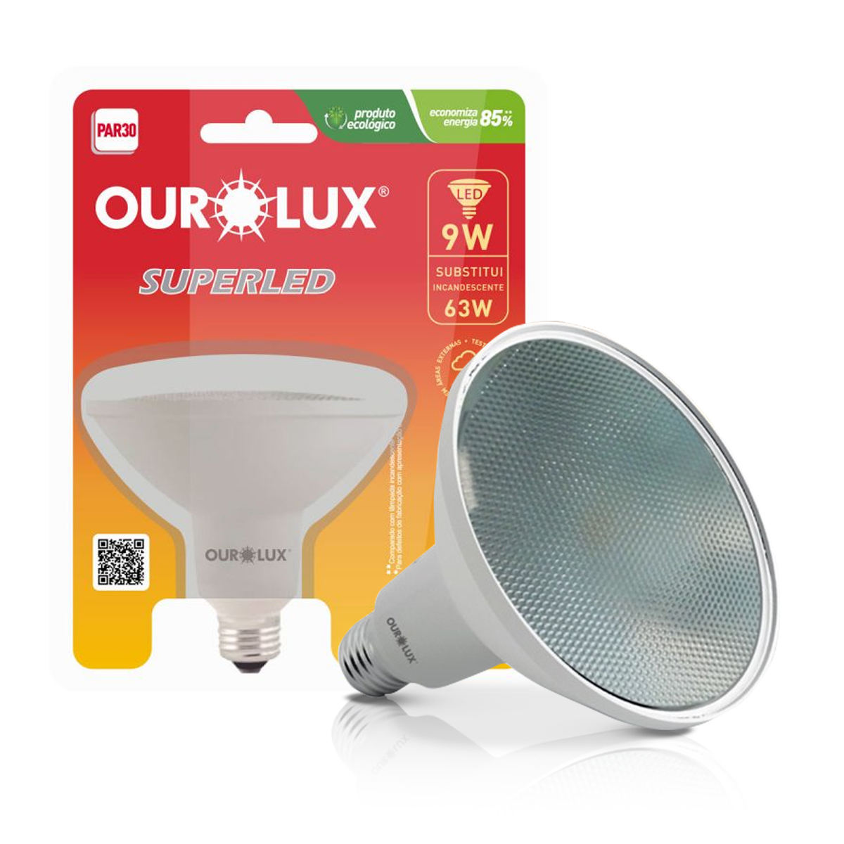 Lâmpada Led Par30 9W Bivolt E27 3000K Luz Amarela - Ourolux
