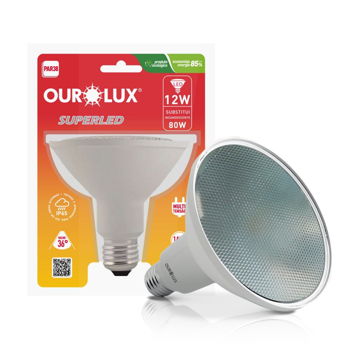 Lâmpada Led Par38 12W Bivolt E27 6500K Luz Branca - Ourolux