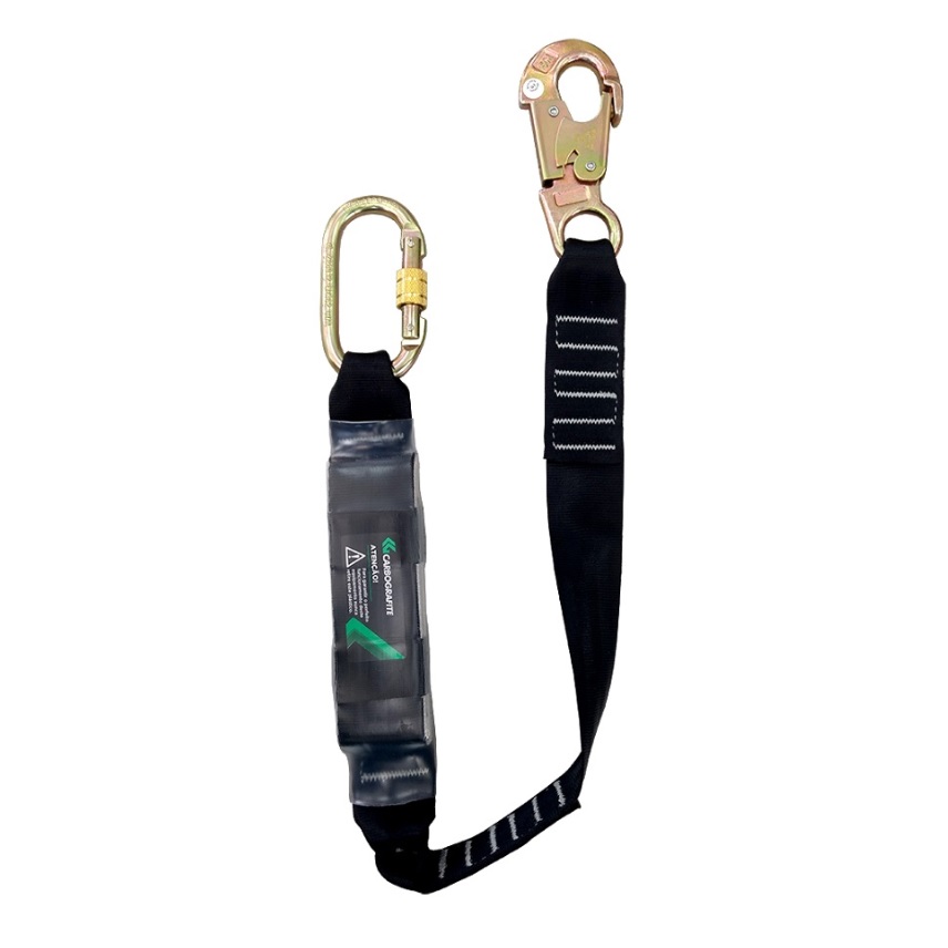 Talabarte Com Absorvedor Energia Fita Poliéster 1 Trava Dupla 15mm - Carbografite