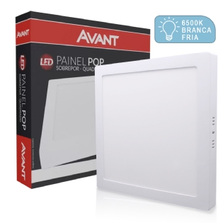 Luminária Plafon Led Sobrepor Quadrado Branco 24W Bivolt 6500K Luz Branca - Avant