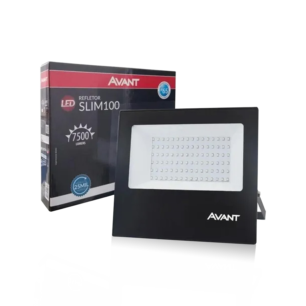 Luminária Refletor Led Quadrada 100W Bivolt 6500K Luz Branca - Avant