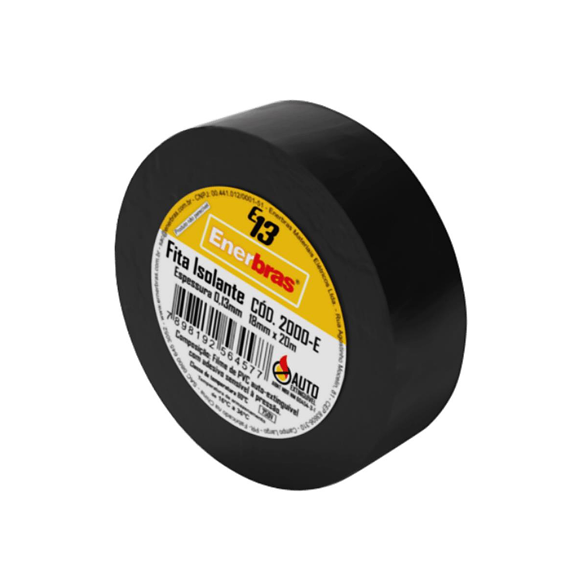 Fita Isolante 18mm 20 Metros Preto E13 2000-EN - Enerbras