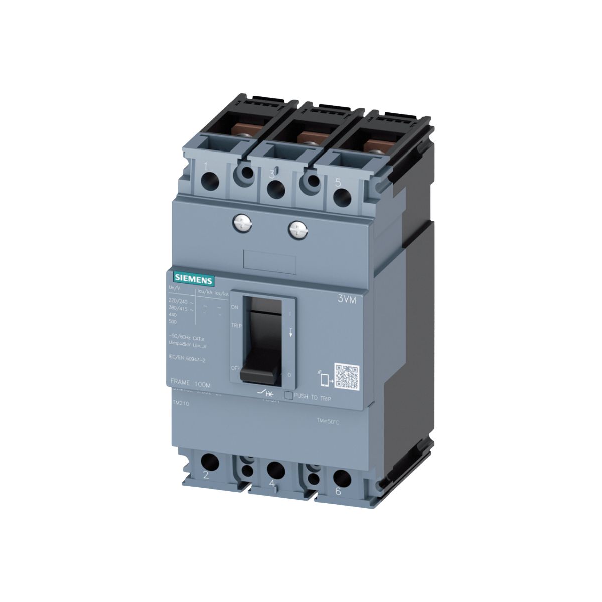 Disjuntor Caixa Moldada Tripolar 100A 36Ka 380V 50/60Hz - Siemens