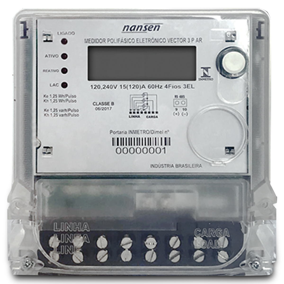 Medidor Eletrônico Vector 3 Trifásico 15/120A Bivolt 50/60Hz 11822 - Nansen