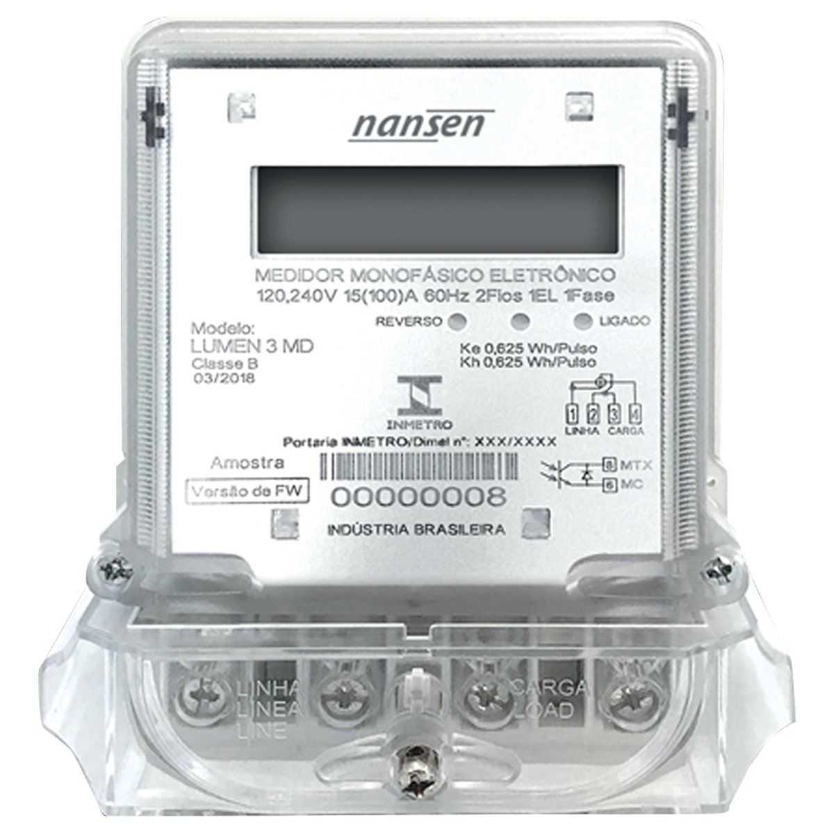 Medidor Eletrônico Lumen 3 Monofásico 100A 192/276V 50/60Hz 21428 - Nansen