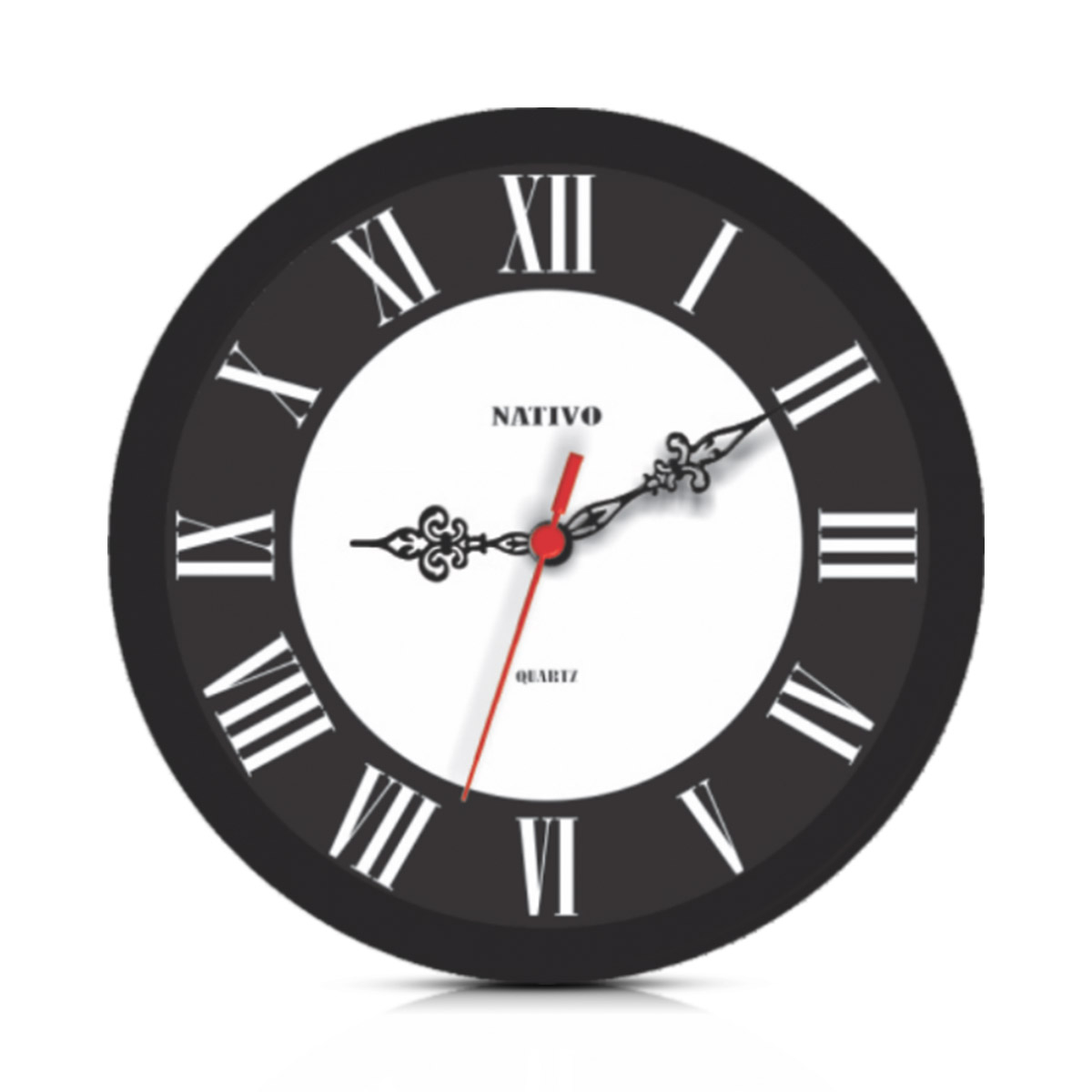 Relógio Parede Redondo Black Romano - Icones Relogios