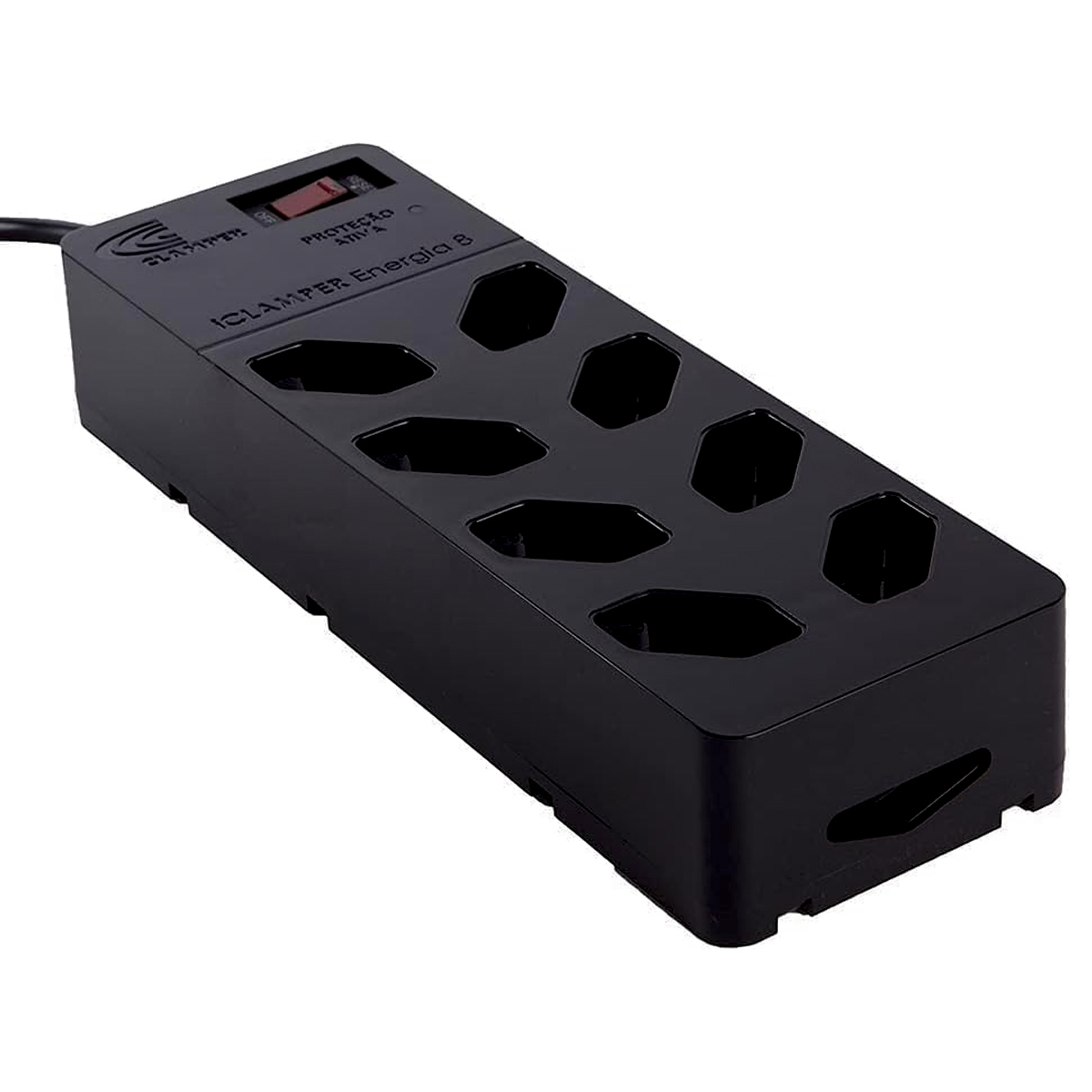 Filtro De Linha Dps 8 Tomadas Preto 2P+T Cabo 1,3M 13000 Clamper