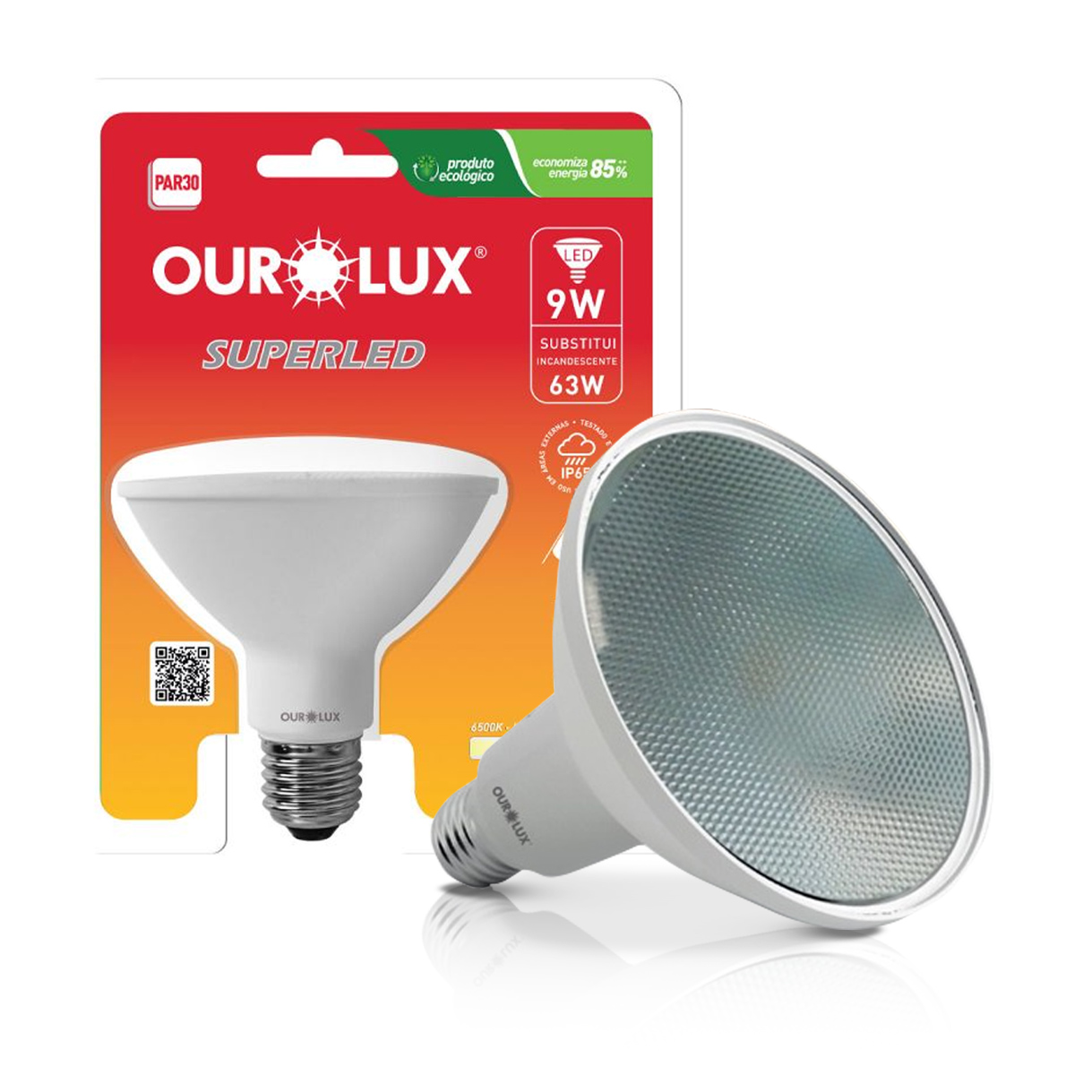 Lâmpada Led Par30 9W Bivolt E27 6500K Luz Branca - Ourolux