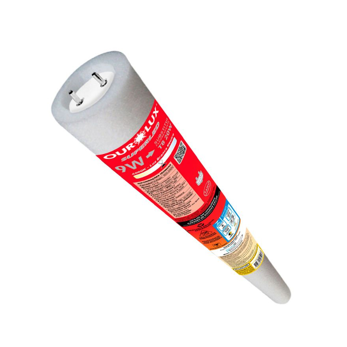 Lâmpada Led Tubular T8 9W Bivolt G13 4000K Luz Neutra 590Mm - Ourolux