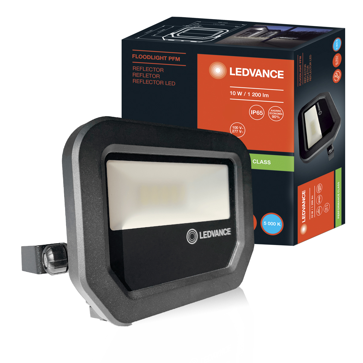 Luminária Refletor Led Retangular Sobrepor Preto 10W Bivolt 5000K Luz Do Dia 1200Lm Difusor Vidro Temperado Floodlight Pfm - Ledvance