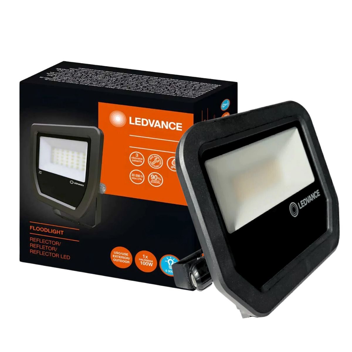 Luminária Refletor Floodlight Led Retangular Sobrepor Preto 20W Bivolt Luz Amarela 3000K 7016871 - Ledvance