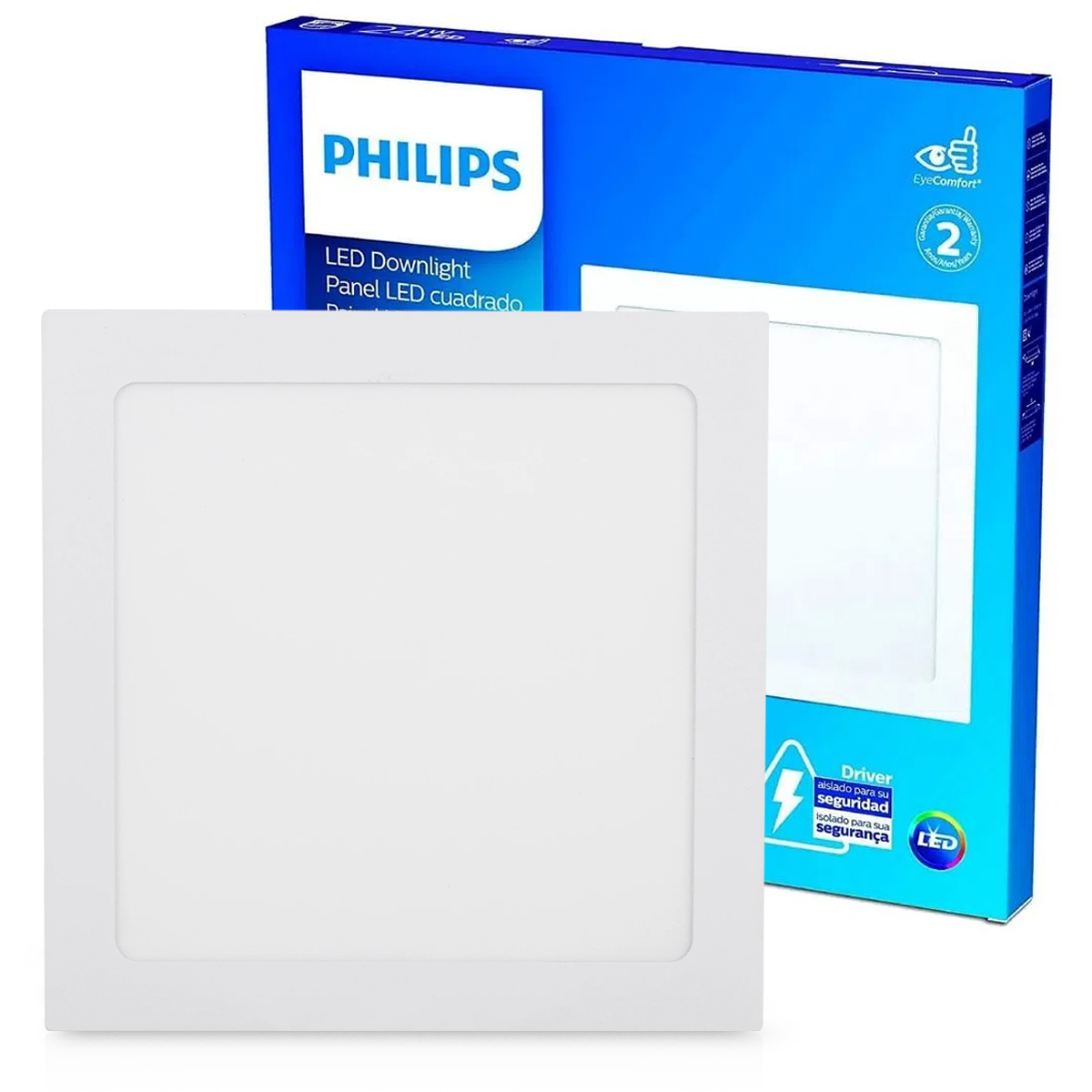Luminária Painel Led Embutir Quadrada Branco 24W Bivolt 4000K Luz Do Dia 2000Lm - Philips