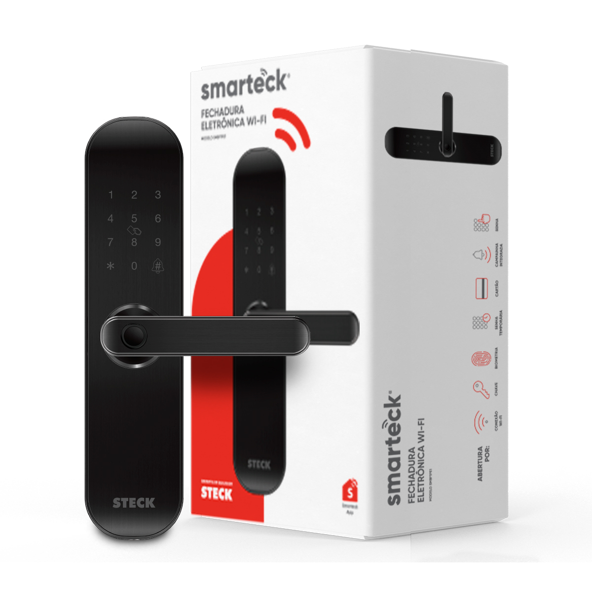 Fechadura Digital Inteligente Smart Wi-fi Com Biometria Preta - Smarteck