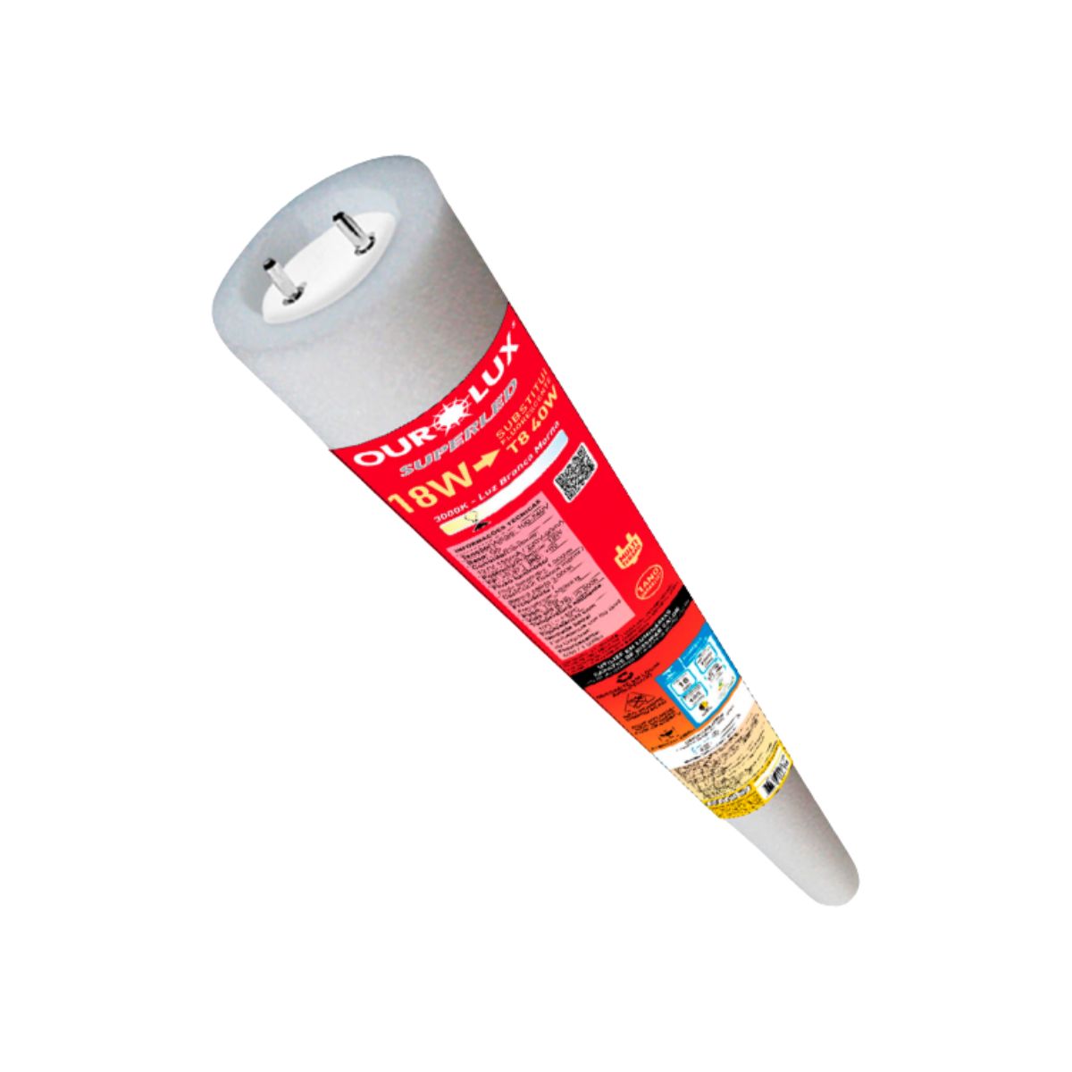 Lâmpada Led Tubular T5 18W Bivolt G5 3000K Luz Amarela Com Driver - Ourolux