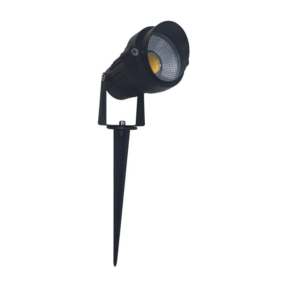 Luminária Espeto Led Jardim Redonda Preto 7W Bivolt 3000K Luz Amarela - Bronzearte