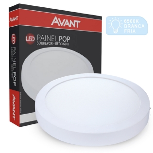 Luminária Painel Plafon Led Sobrepor Redondo Branco 24W Bivolt 6500K Luz Branca - Avant
