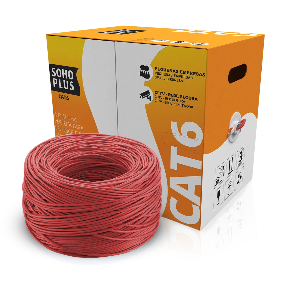 Cabo Rede Cmx U/Utp 4Px24Awg Cat6 Sohoplus 305 Metros Vermelho - Furukawa