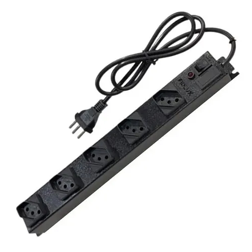 Filtro De Linha 1 Cabo 5Esp3Mn 3 Metros 5 Tomadas Bivolt  10A Preto Metal - Fiolux