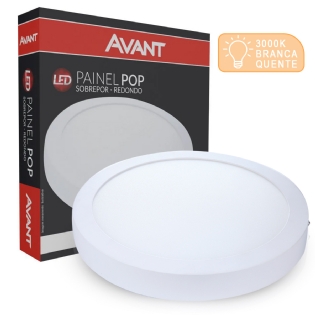 Luminária Plafon Led Sobrepor Redondo Branco 18W Bivolt 3000K Luz Amarela - Avant