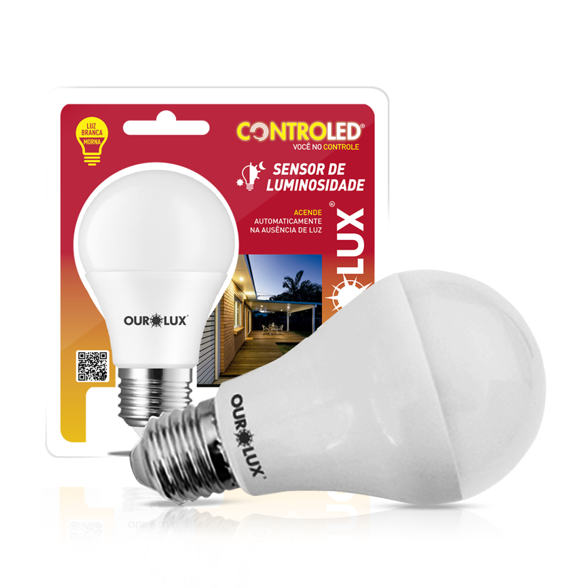Lâmpada Led Inteligente Smart Sensor Luminosidade 9W Bivolt E27 2700K Luz Amarela - Ourolux