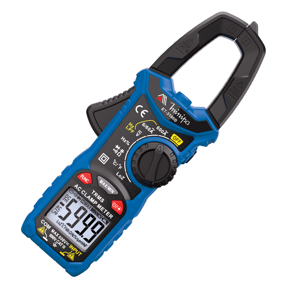 Alicate Amperímetro Digital 600A Ac/Cat III 600V - Minipa