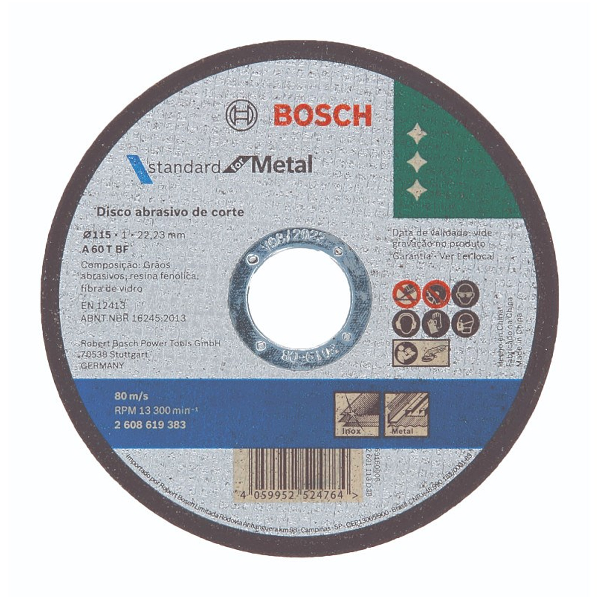 Disco De Corte Metal/Inox Standart 11,5x1,0Cm - Bosch