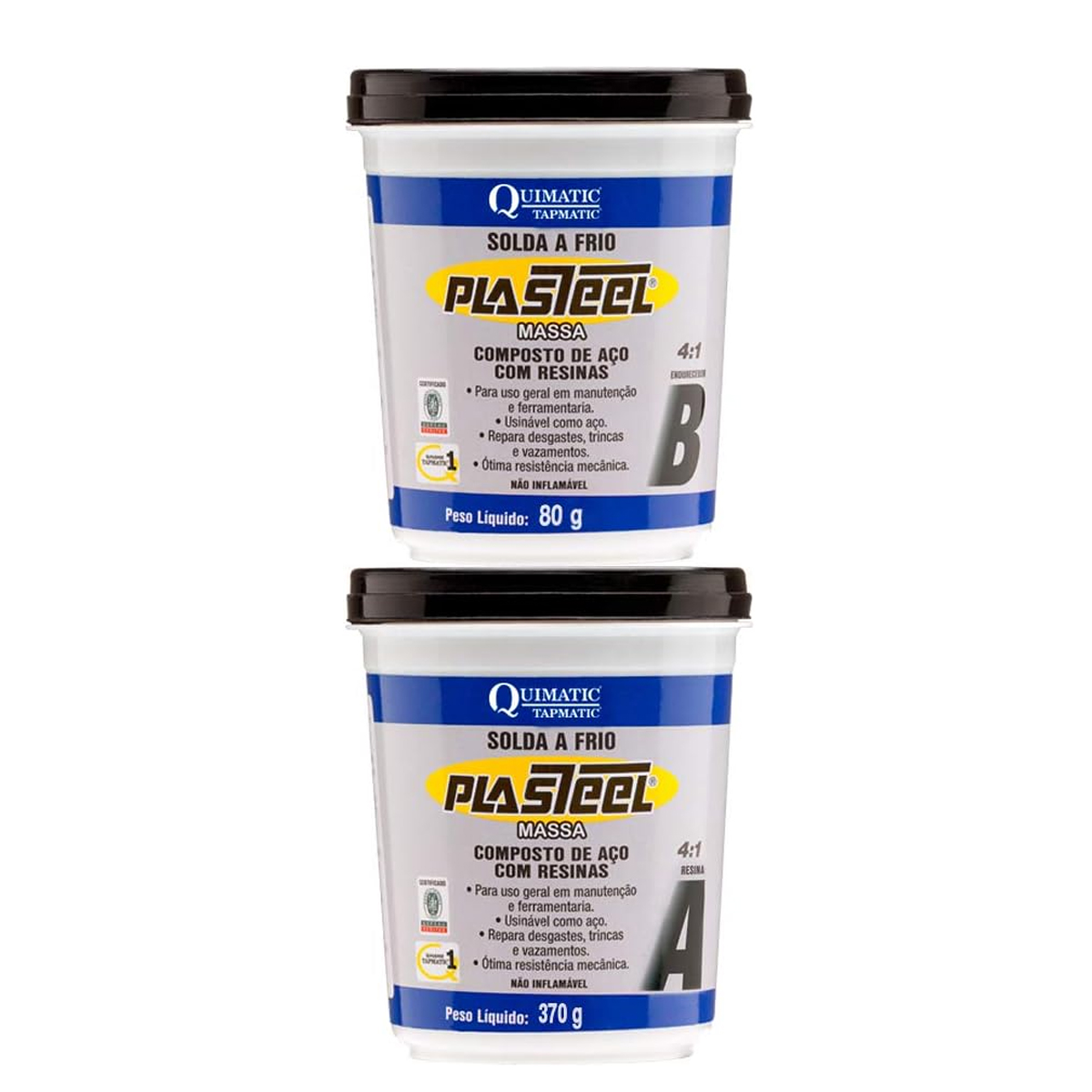 Solda A Frio Massa 4:1 450G Bi-Componente Carga de Aço - Quimatic