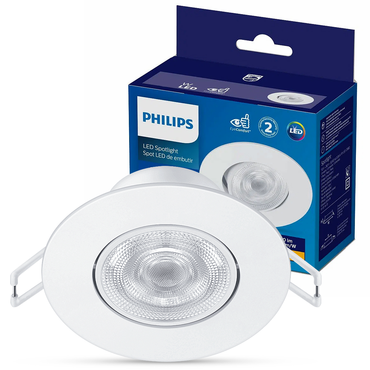 Luminária Spot Led Embutir Redonda 6,2W Bivolt 6500K Luz Branca - Philips