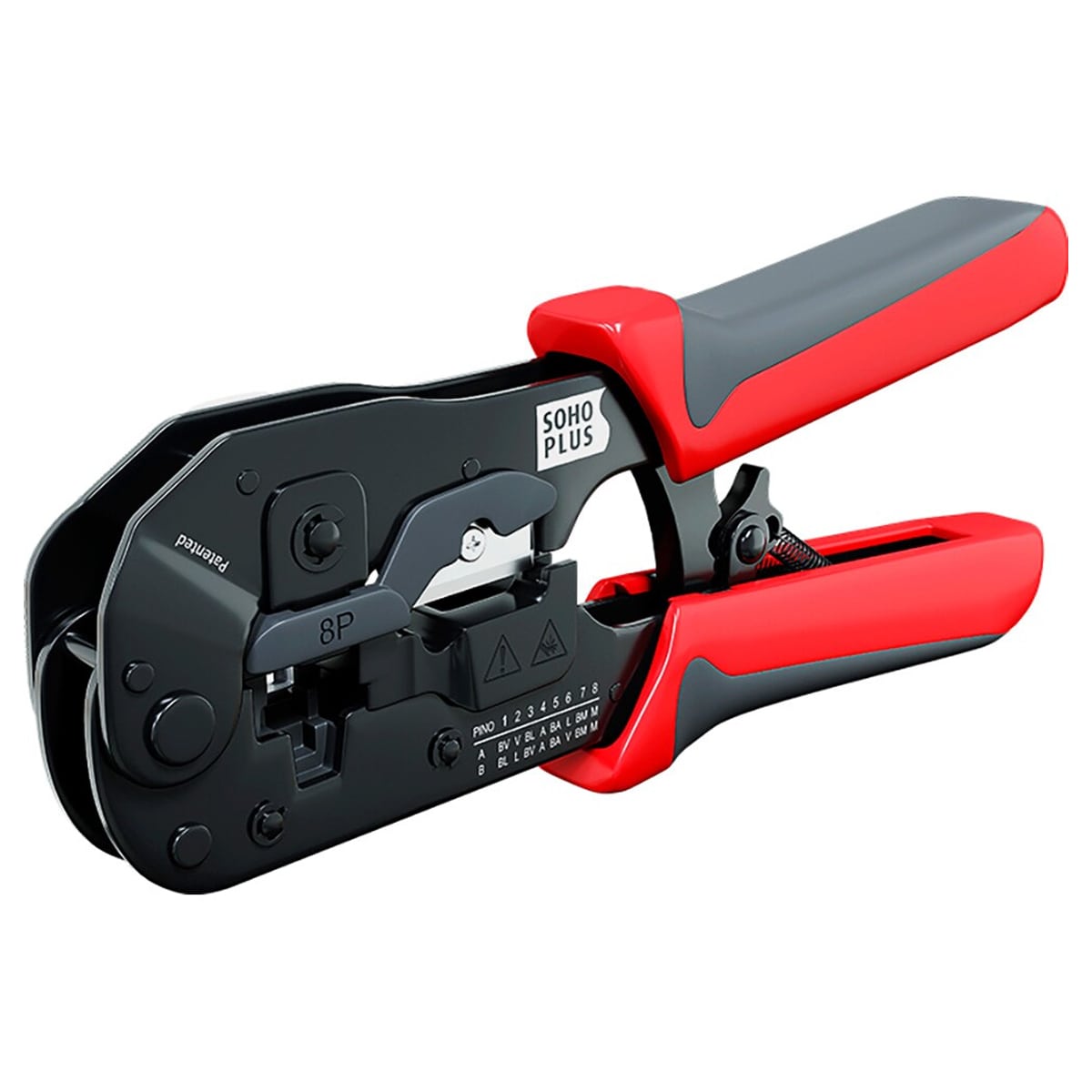 Alicate Crimpador Conector Modular Rj45 8P Preto/Vermelho Com Catraca Sohoplus 35030017 - Furukawa