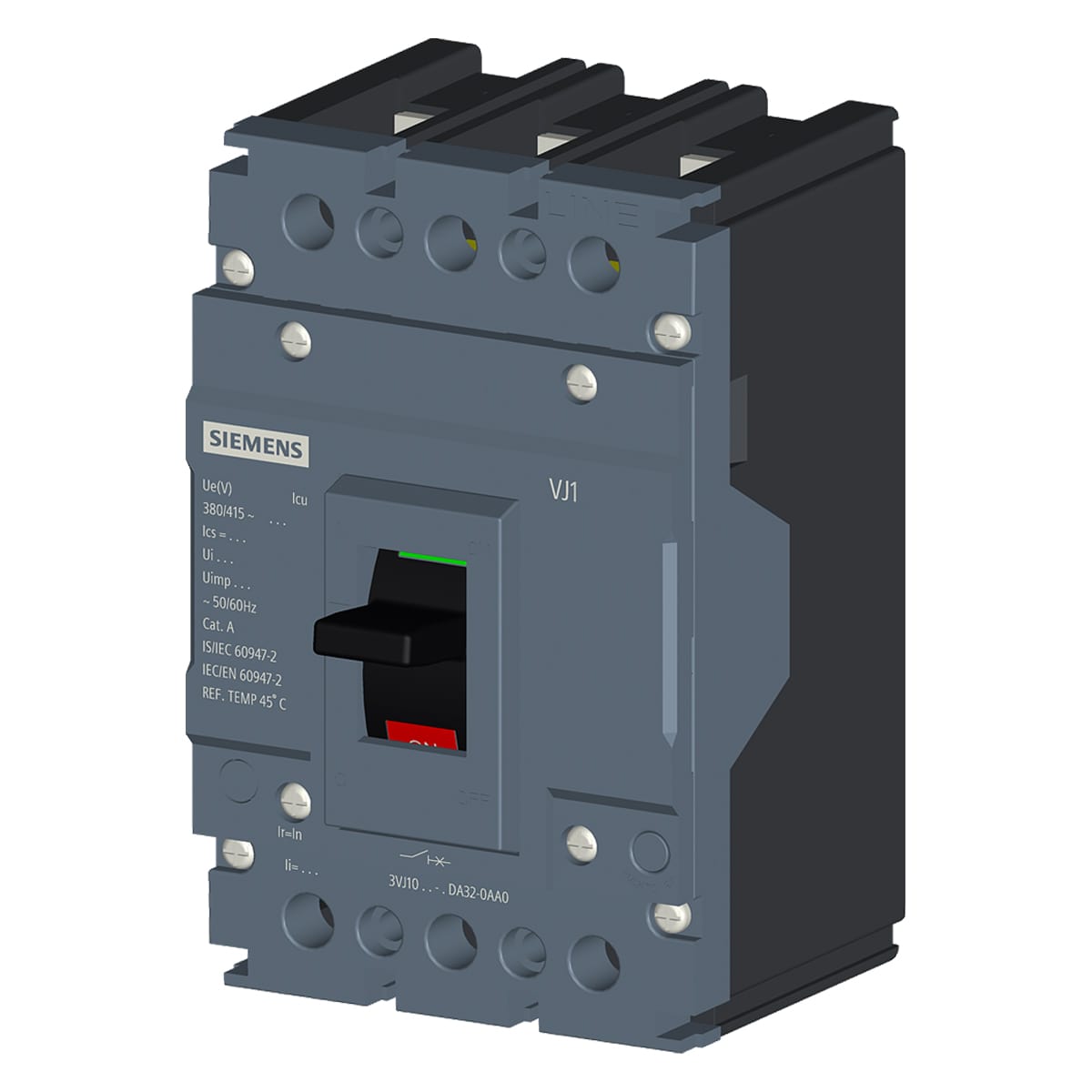 Disjuntor Caixa Moldada Tripolar 125A 18Ka 380/415V 50/60Hz Ip42 3VJ10121DA320AA0 Siemens