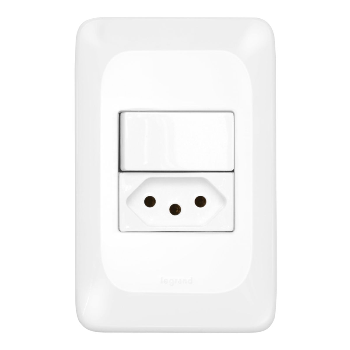 Conjunto 1 Interruptor Simples + 1 Tomada 2P+T 20A 250V Com Placa 4X2 Branco Pial Pop LGX10320 Pial