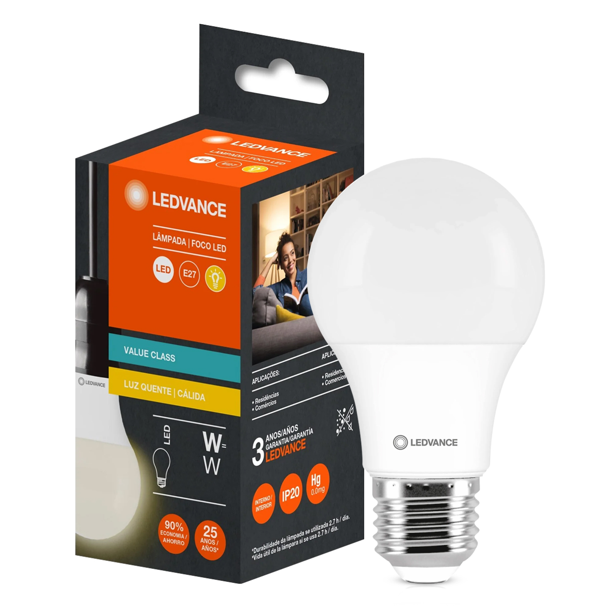 Lâmpada Led Bulbo A90 15W Bivolt E27 3000K Luz Amarela 1311Lm - Ledvance