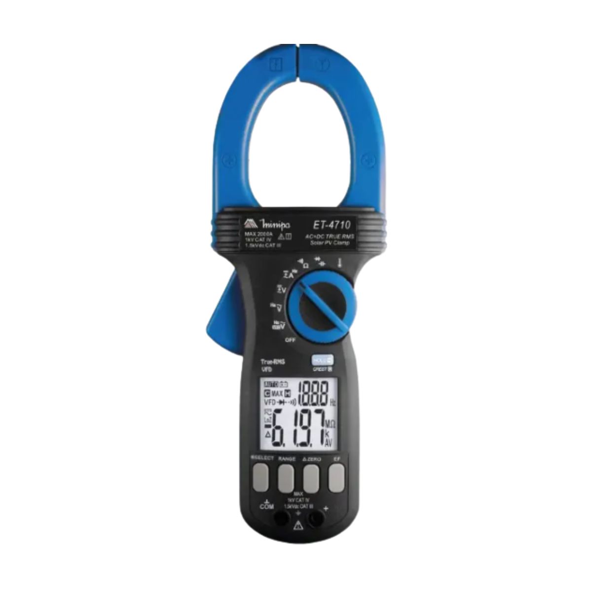 Alicate Amperímetro Digital True Rms 2000Aca/Cc 1000Vca/1500Vcc Cat Iii/Cat Iv C/Detector Tensão/Leitor - Minipa