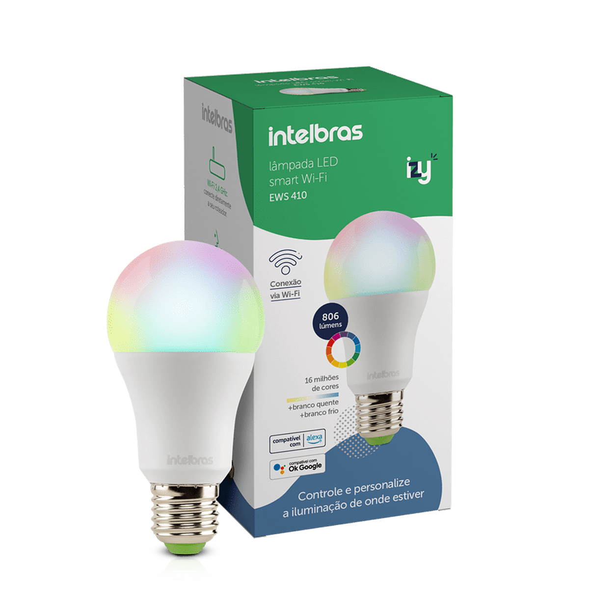 Lâmpada Led Inteligente Smart Wifi 10W Bivolt E27 RGB - Intelbras