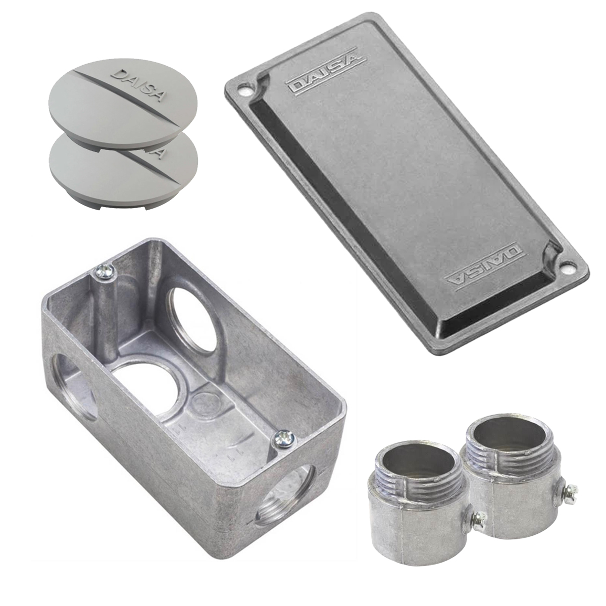 Condulete Alumínio Múltiplo Tipo L 1 Polegada Sem Pintura Com Tampa Com 2 Unidut + 2 Tampões - Daisa