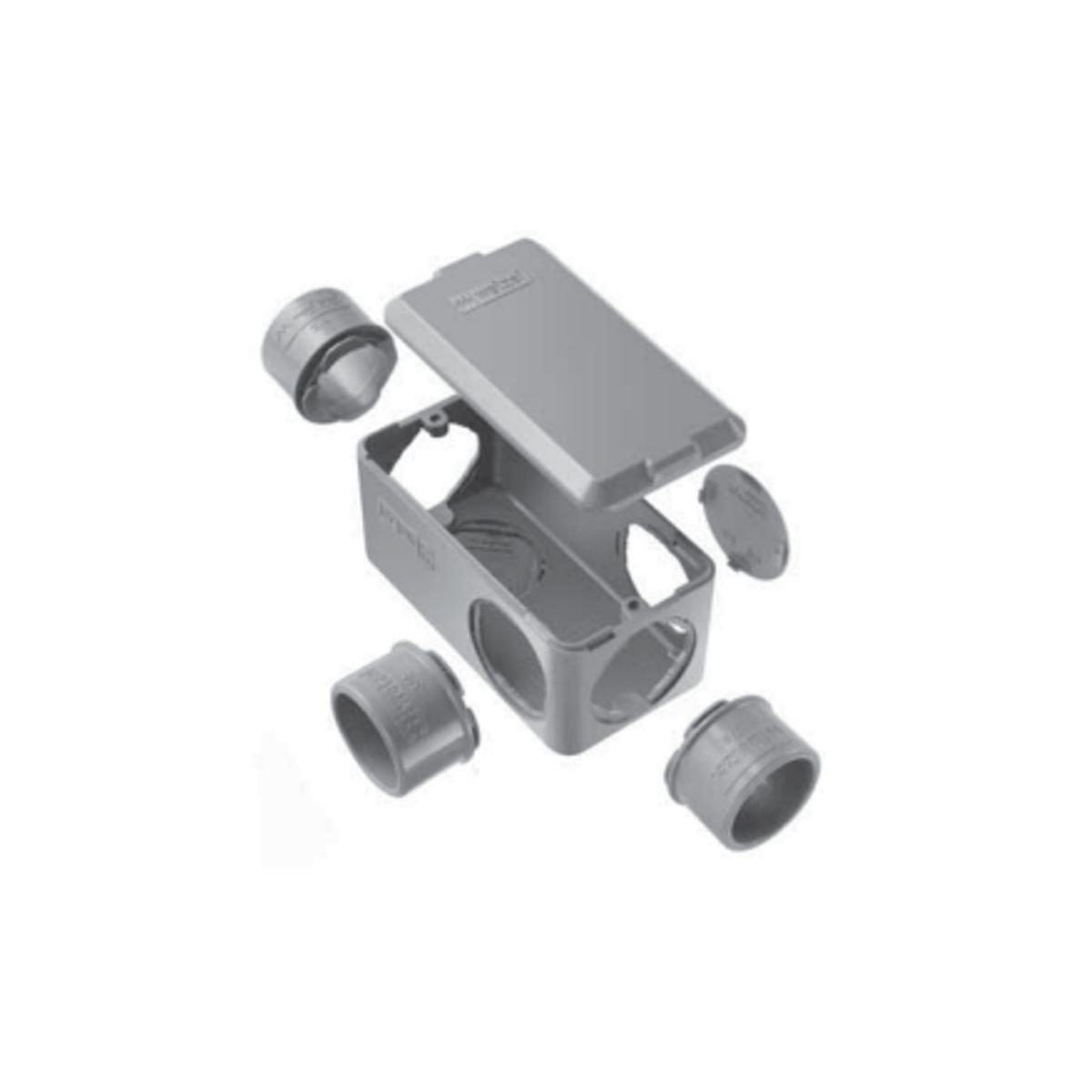 Condulete Pvc Múltiplo 3/4 Cinza C/2 Conector + 5 Tampões + 2 Interruptor Simples + 1 Tom 20A - Wetzel