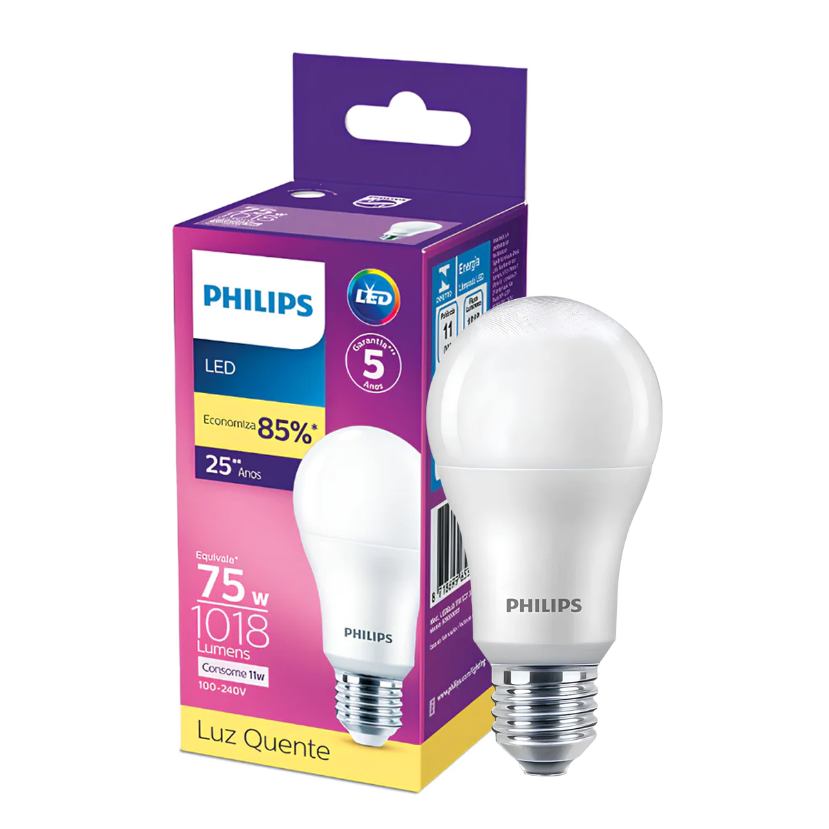 Lâmpada Led Bulbo A60 11W Bivolt E27 Luz Amarela 3000K 1018Lm 929003532112 - Philips