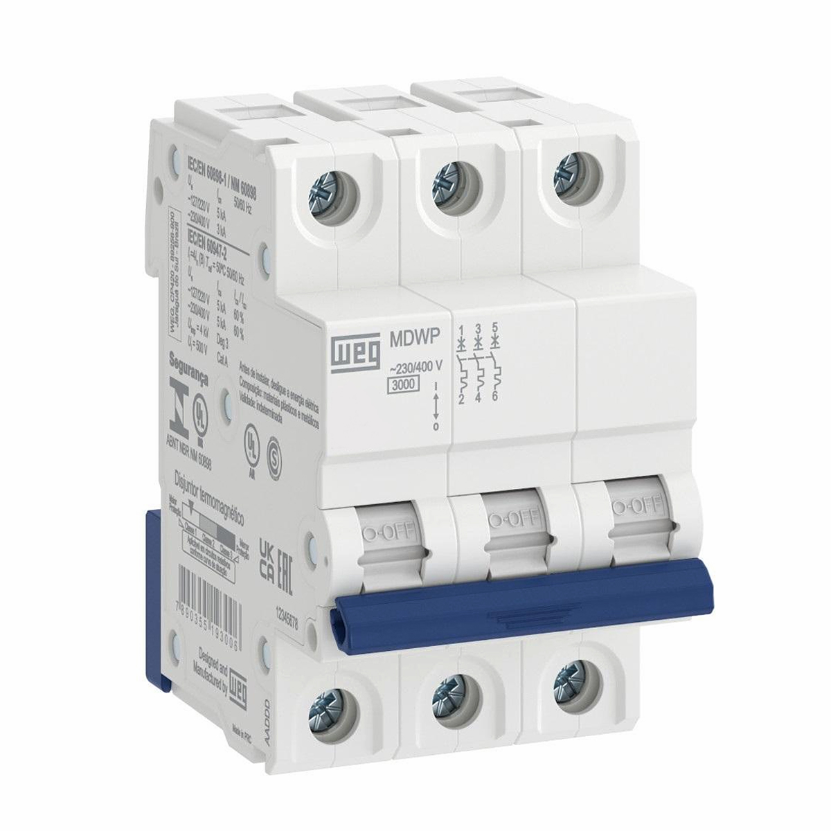 Disjuntor Mini Din Tripolar 16A Curva C 5Ka 230/400V Mdwp-C16-3 Weg