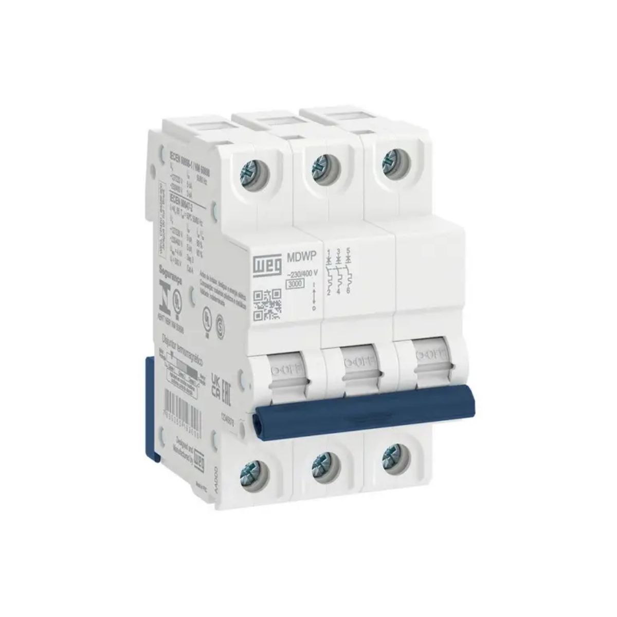 Disjuntor Mini Din Tripolar 2A Curva C 3Ka 230/400V - Weg