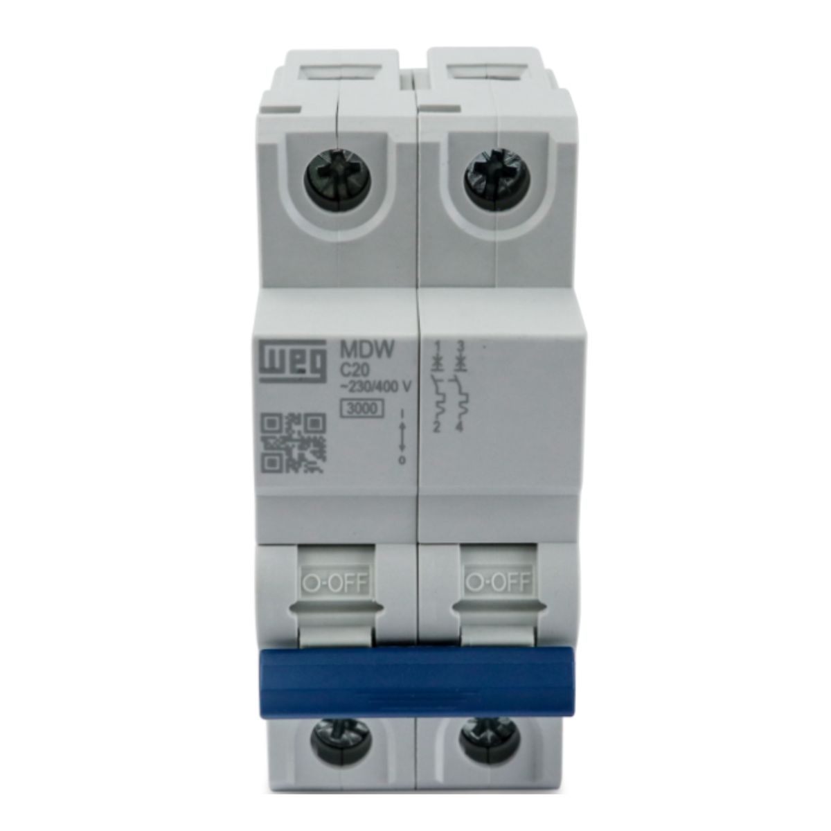 Disjuntor Mini Din Bipolar 20A Curva C 5Ka 230/400V - Weg