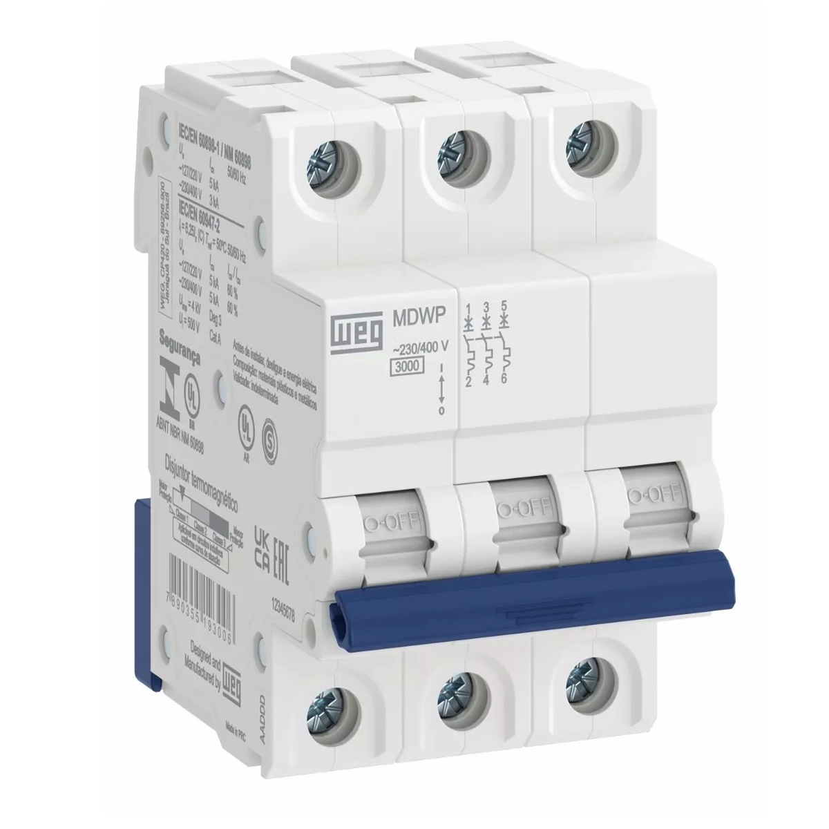 Disjuntor Mini Din Tripolar 50A Curva C 5Ka 230/400V Termomagnético 15265766 Weg