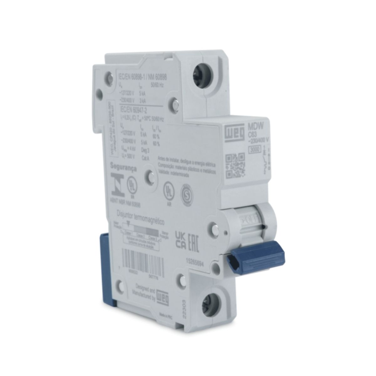 Disjuntor Mini Din Unipolar 63A Curva C 5Ka 230/400V - Weg