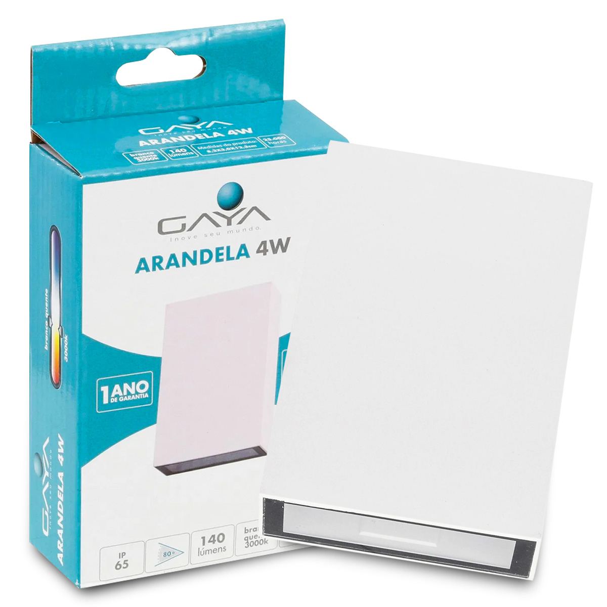 Luminária Arandela Led Cube Branco 4W 3000K Luz Amarela 140Lm 9682 - Gaya