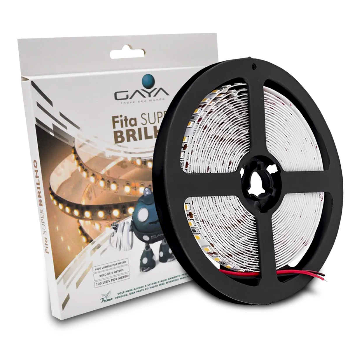 Fita Led Super Brilho 12W/M 12V 4000K Luz Neutra 1000Lm/M Rolo Com 5 Metros 9373 - Gaya