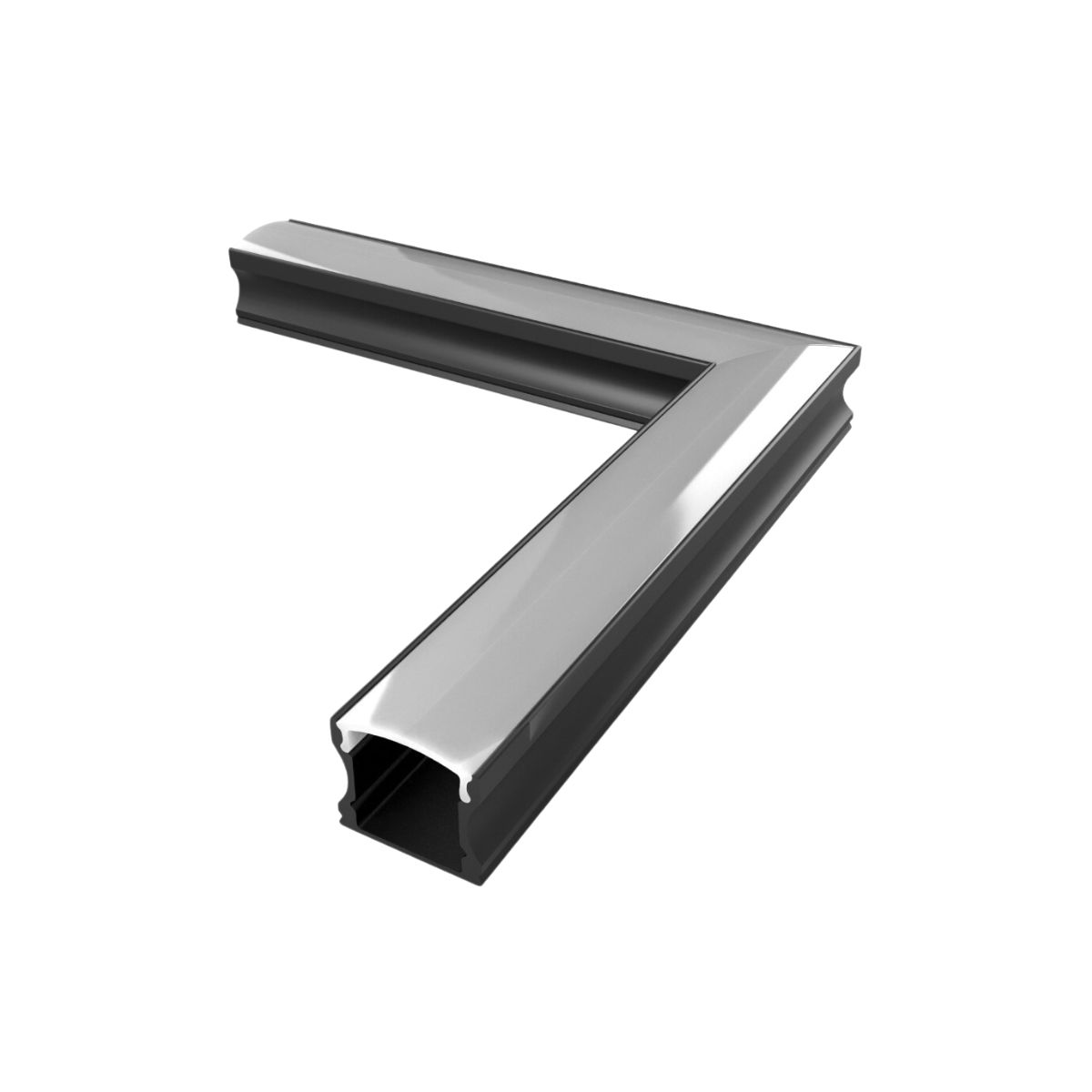 Conector P/ Perfil De Sobrepor 17,2Mmx14,4Mm Conexão Parede-Parede Preto Difusor Branco - Luminatti