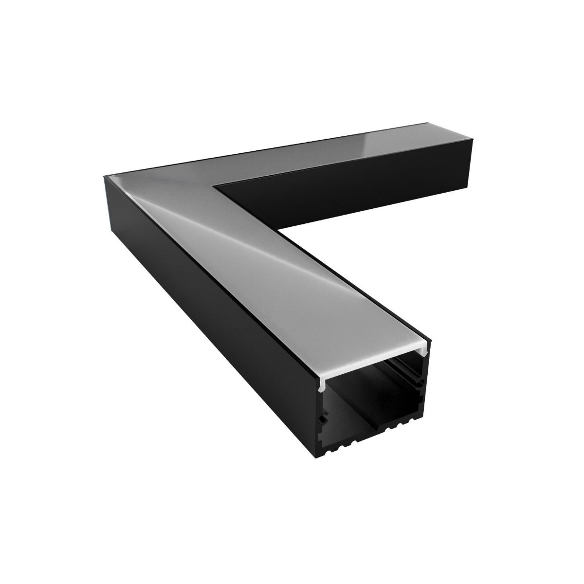 Conector P/ Perfil De Sobrepor 35Mmx25Mm Conexão Parede/Parede Preto Difusor Branco - Luminatti