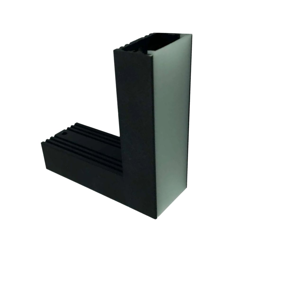 Conector P/ Perfil De Sobrepor 35Mmx25Mm Conexão Joelho Positivo Preto Difusor Branco - Luminatti